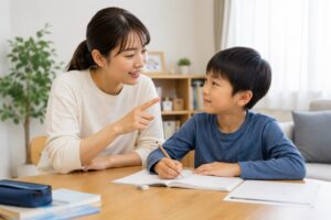 保護者が子どもに働きかけている様子